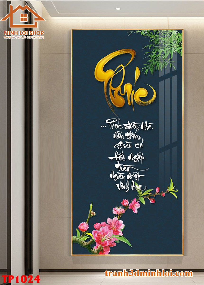 Tranh THƯ PHÁP tráng gương trang trí phòng khách, không gian sống TẶNG KÈM ĐINH TREO TPCM053