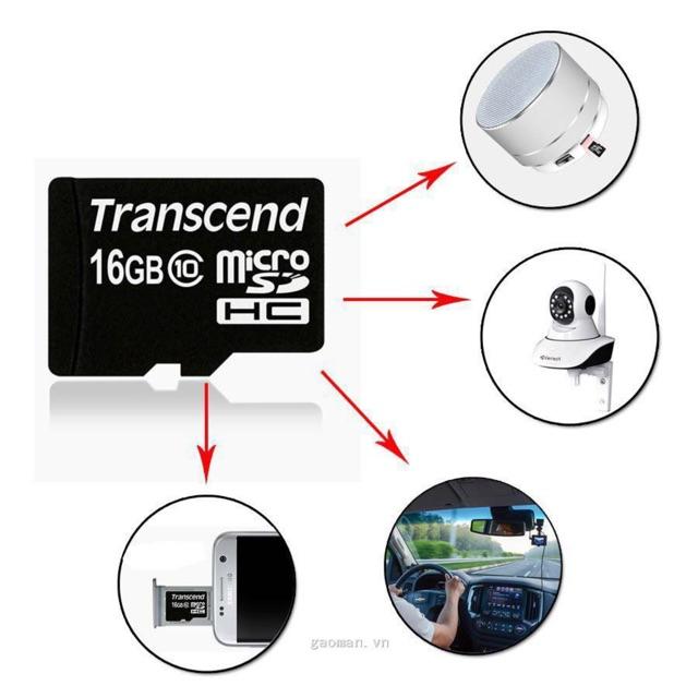 Thẻ Nhớ MicroSDHC 16GB Transcend C10 - Hàng chính hãng