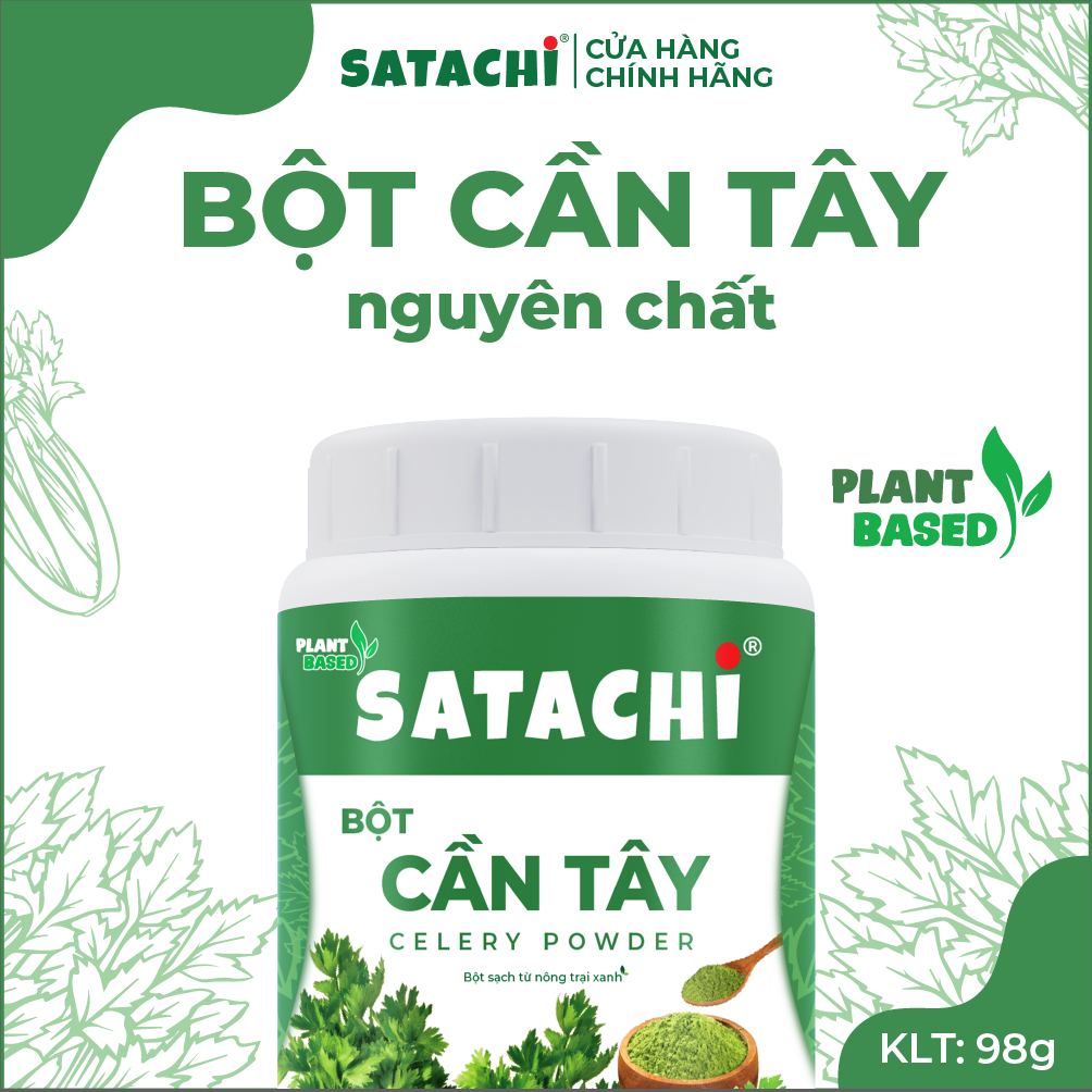 Bột Cần Tây nguyên chất SATACHI. Giảm huyết áp, tim mạch khỏe mạnh, giảm cân hiệu quả, thanh lọc cơ thể. Hộp 98g