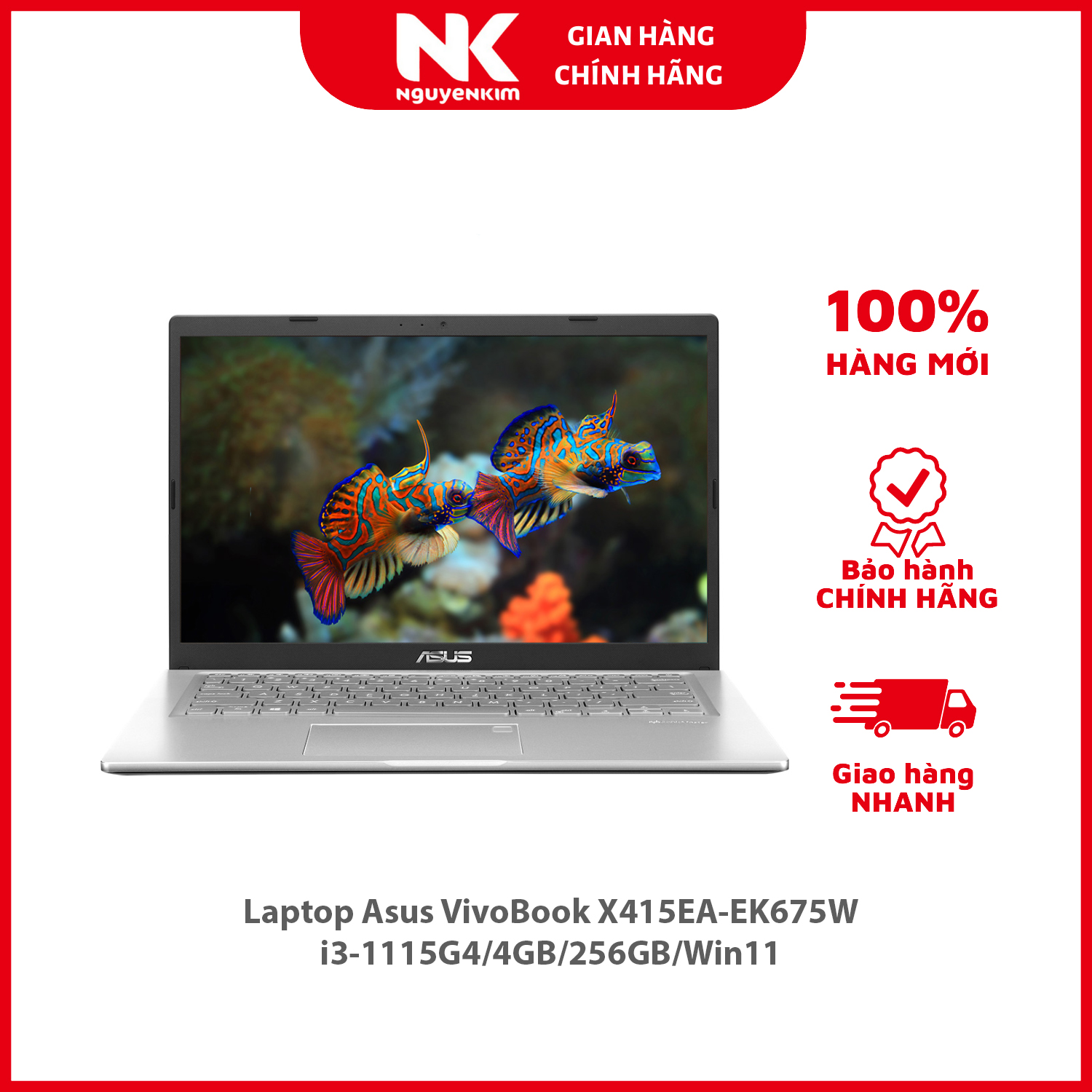 Laptop Asus VivoBook X415EA-EK675W i3-1115G4/4GB/256GB/Win11 - Hàng chính hãng