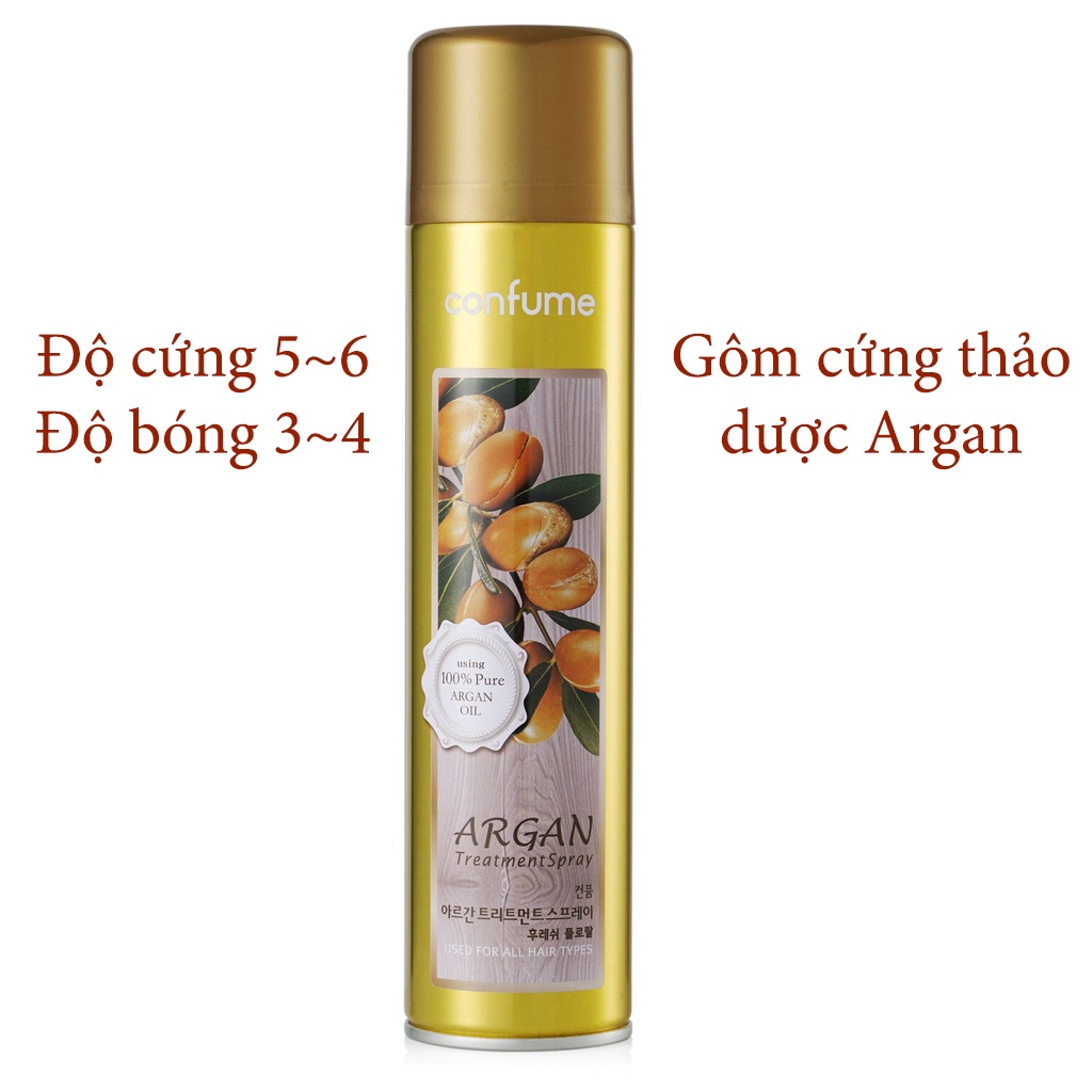 Gôm Xịt Tóc Tạo Kiểu Siêu Cứng, Giữ Nếp Lâu Mugens Hair Spray Hàn Quốc 300Ml Móc Khóa - Gôm Cứng Argan