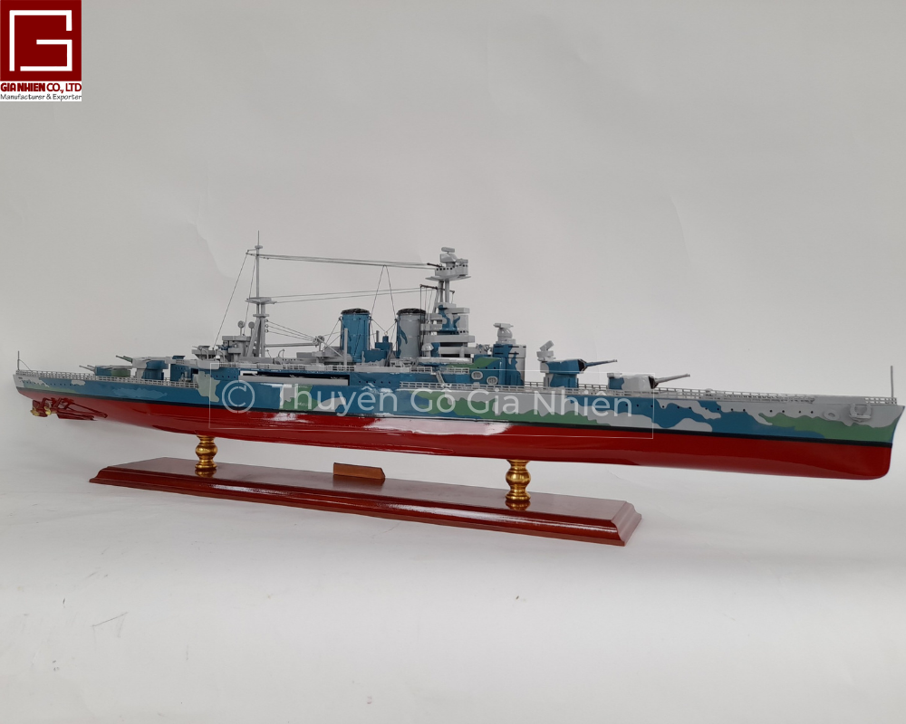 Mô Hình Thuyền Gỗ Phong Thủy Dạng Thuyền Chiến HMS HOOD Chính Hãng Hàng Xuất Khẩu Chất Lượng Cao
