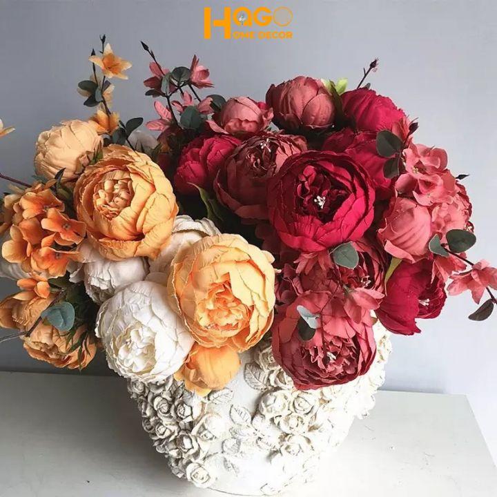 Hoa giả - hoa mẫu đơn phong cách Châu Âu, hoa giả để bàn Peony, hoa giả trang trí nhà cửa, studio chụp ảnh, phim trường chụp ảnh