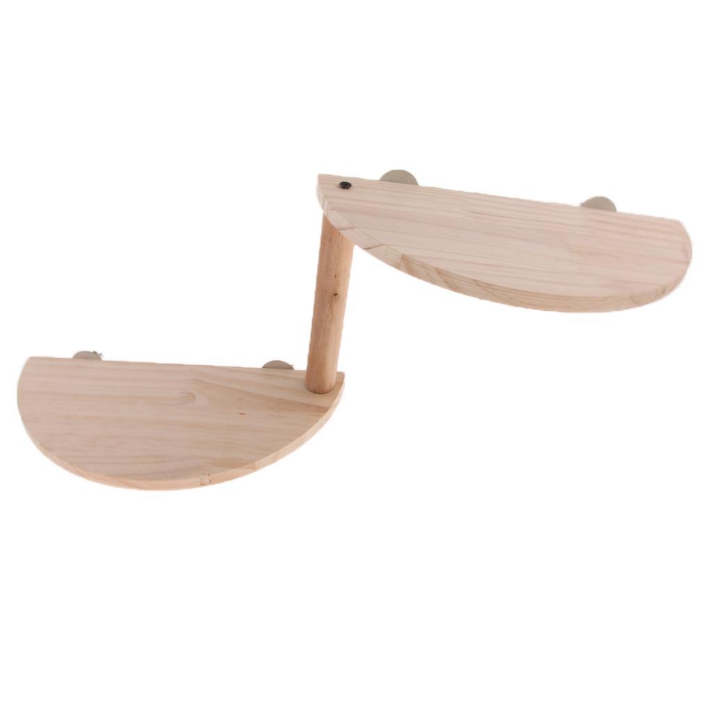 Small Pet Wooden Cage Platform Shelf Semi-circle Board for Hamster Squirrel