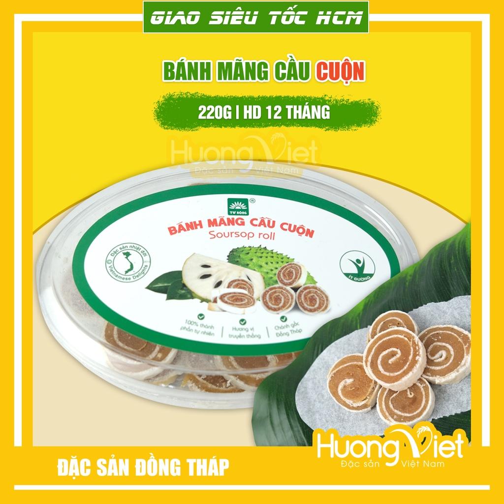 Kẹo mãng cầu, mứt mãng cầu cuộn bánh tráng hộp 220g, đặc sản Đồng Tháp