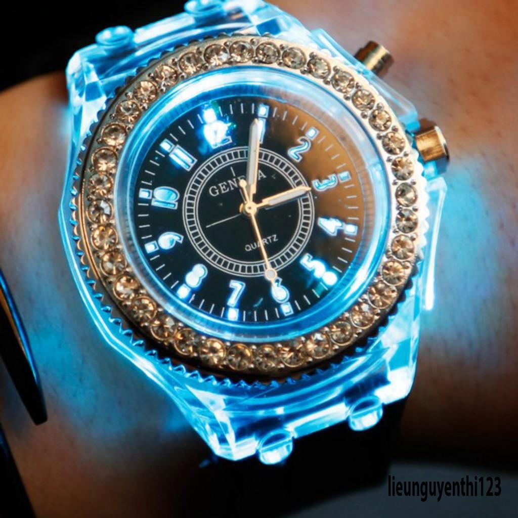 Đồng hồ thời trang nam nữ đèn LED phát sáng 7 màu cực đẹp