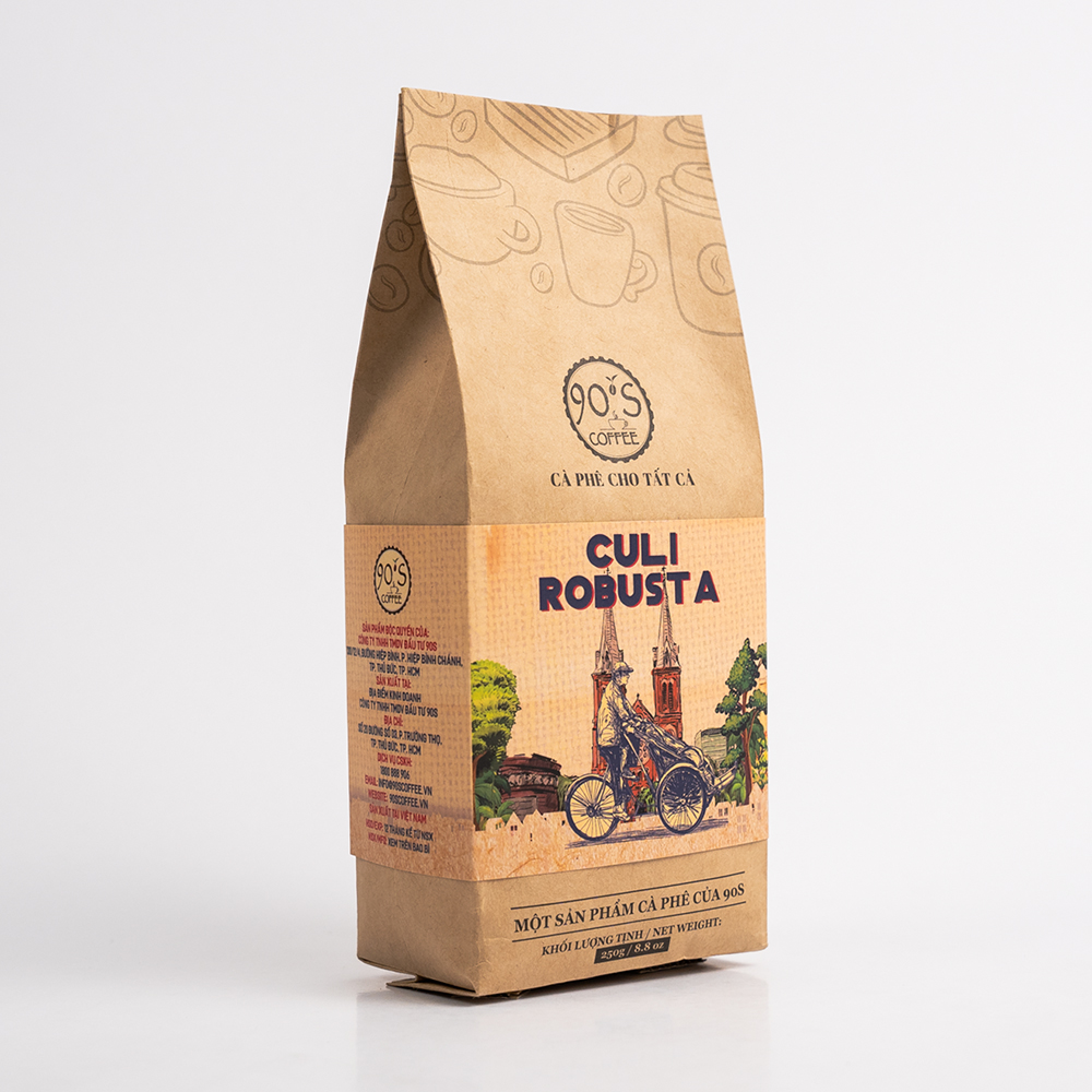 Cà Phê Culi Robusta Rang Xay Nguyên Chất - Dạng Bột - 90S Coffee Vietnam - 100% Cà Phê Sạch Cao Cấp