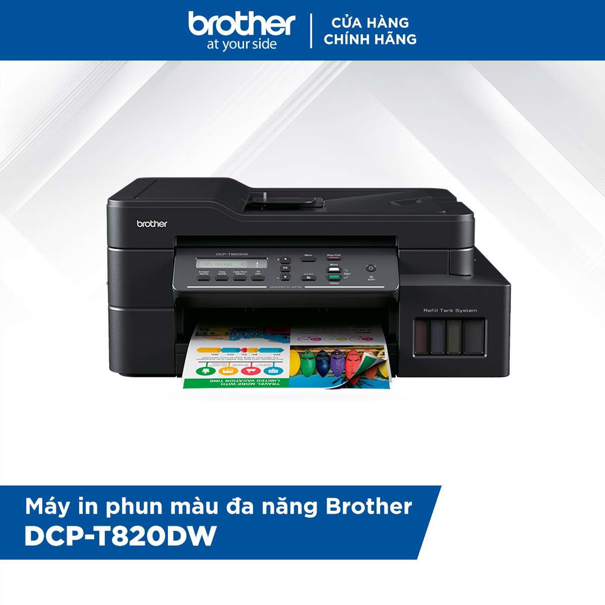 Combo Máy in phun màu đa năng Brother DCP-T820DW và Bộ mực in phun Brother