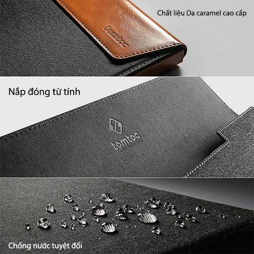 TÚI CHỐNG SỐC TOMTOC PREMIUM LEATHER CHO MACB PRO 15&quot; 16″ NEW GRAY bền và không dễ bị biến dạng - HÀNG CHÍNH HÃNG