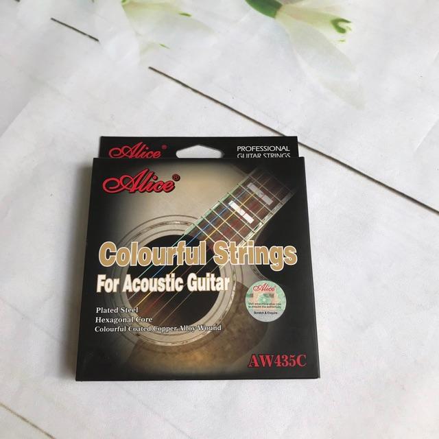 DÂY ĐÀN ACOUSTIC ALICE 6 MÀU - DÂY MỀM DỄ ĐÁNH, TẶNG 1 PHÍM GẢY