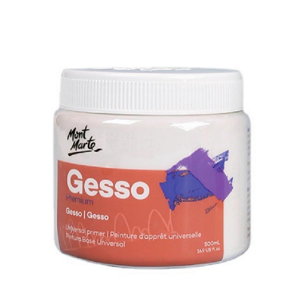 Sơn Lót Nền Vẽ Gesso Mont Marte 500ml giúp màu bám nền tốt hơn