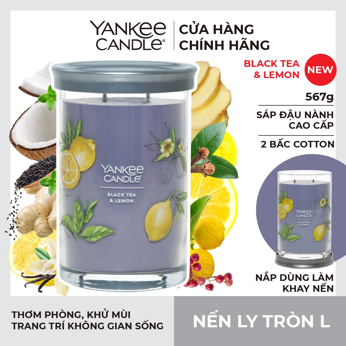 Nến ly tròn sáp đậu nành Yankee Candle size L - Black Tea & Lemon