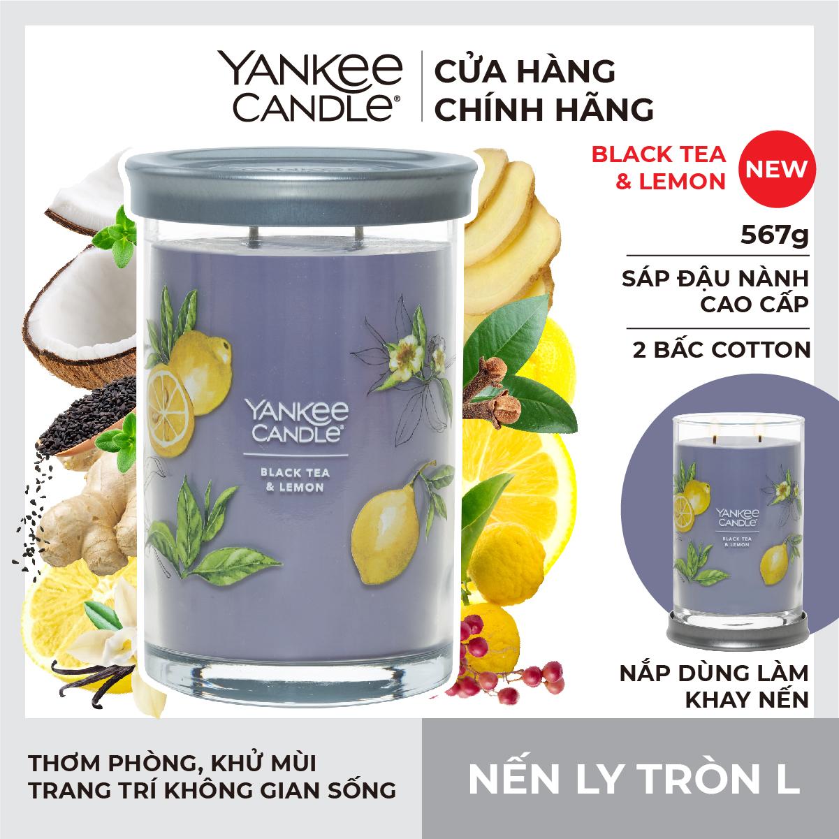 Nến ly tròn sáp đậu nành Yankee Candle size L (567g) - Black Tea & Lemon