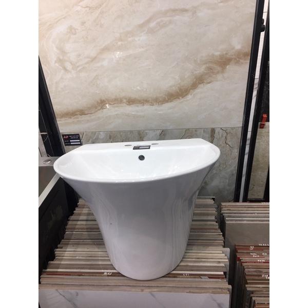 Chậu lavabo rửa mặt tròn treo tường liền chân viền mỏng