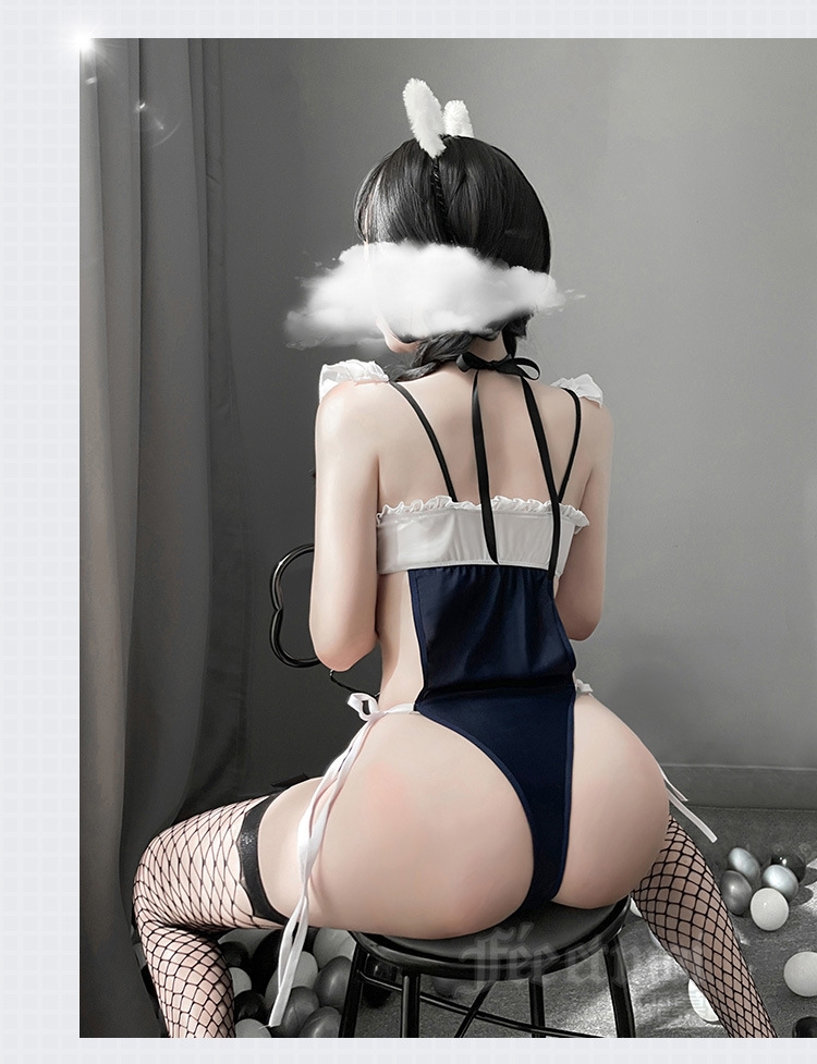 Đồ ngủ nữ Sexy Cosplay hầu gái khoét eo đan chéo khoét bụng
