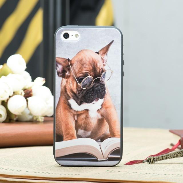 Ốp lưng hình chó đọc sách dành cho Iphone 5 5s 5se 6 6s 6 plus 6s plus 7 7 plus 8 8 plus X XS