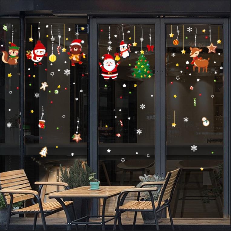 Decal Trang Trí Noel Hai Mặt Hít Tĩnh Điện - Dây rèm phụ kiện noel đáng yêu