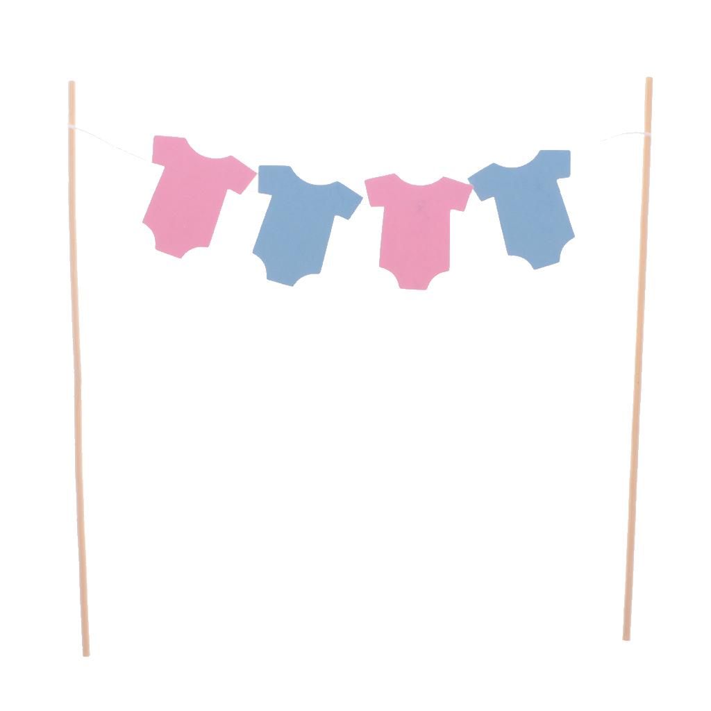 Cute Baby Clothes Cake Topper Banner Baby Shower Birthday Party Decor