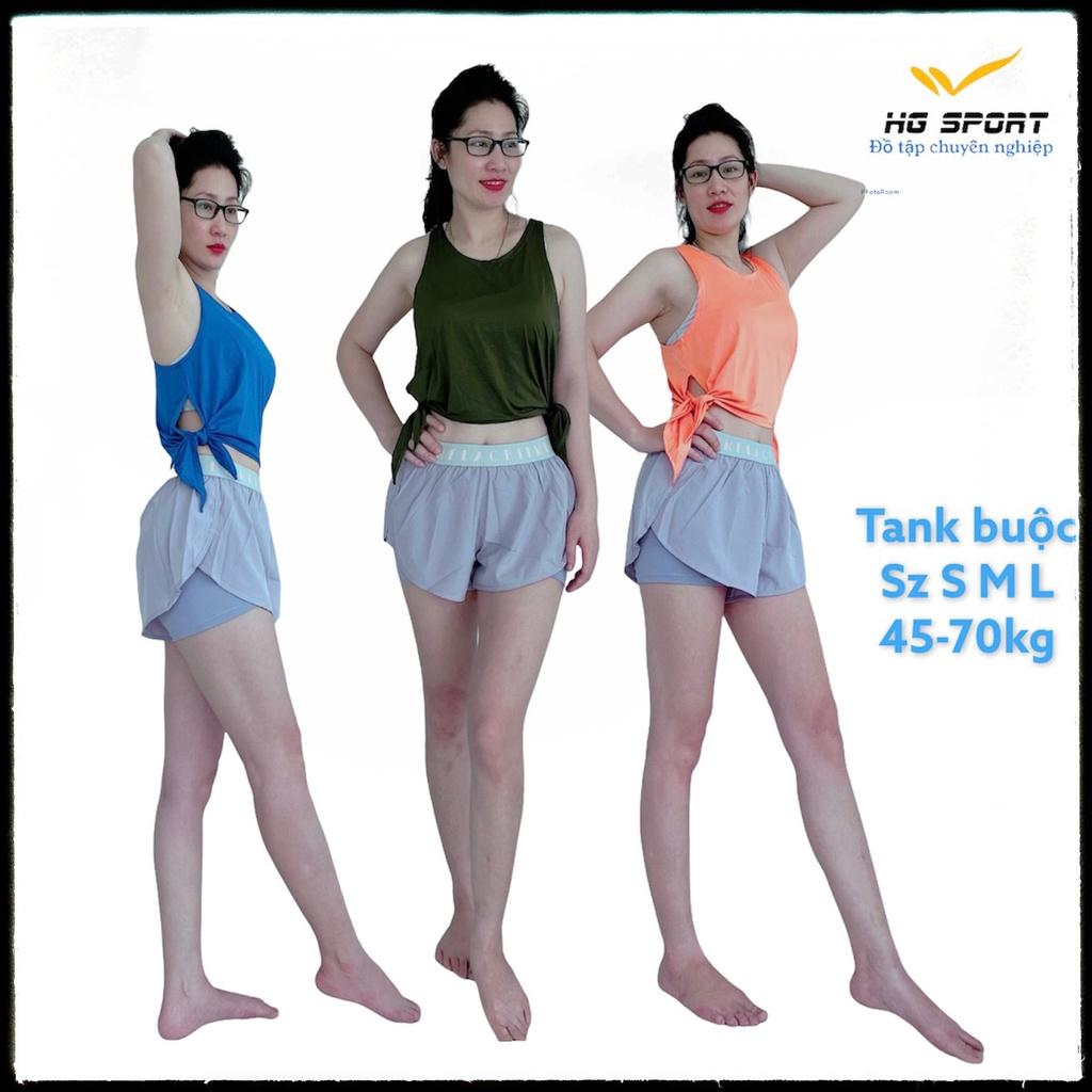 Áo Tanktop Tập Gym, Croptop buộc sườn tập Yoga, Zumba , chạy bộ, thể thao nữ TB02