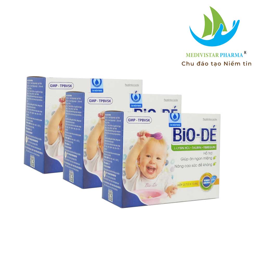 Combo 3 Hộp Siro BIODÉ Dành Cho Trẻ Biếng Ăn Giúp Kích Thích Ăn Ngon, Bổ Máu Và Tăng Cường Sức Đề Kháng 20 Túi/Hộp