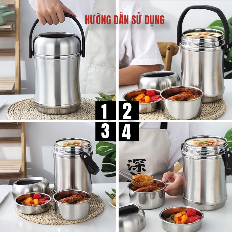 CẶP LỒNG, CAMEN GIỮ NHIỆT CAO CẤP INOX 304 DUNG TÍCH 1,6L / 2.0L HÀNG SIÊU ĐẸP