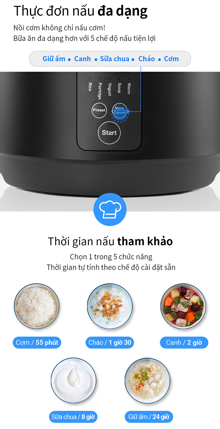 Nồi cơm điện Locknlock EJR346BLK 1.2 Lít - Black - Hàng chính hãng