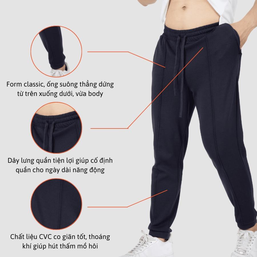 Quần jogger JOG-Q01-004 cotton + poly co giãn thoải mái, 3 màu - Black Devil