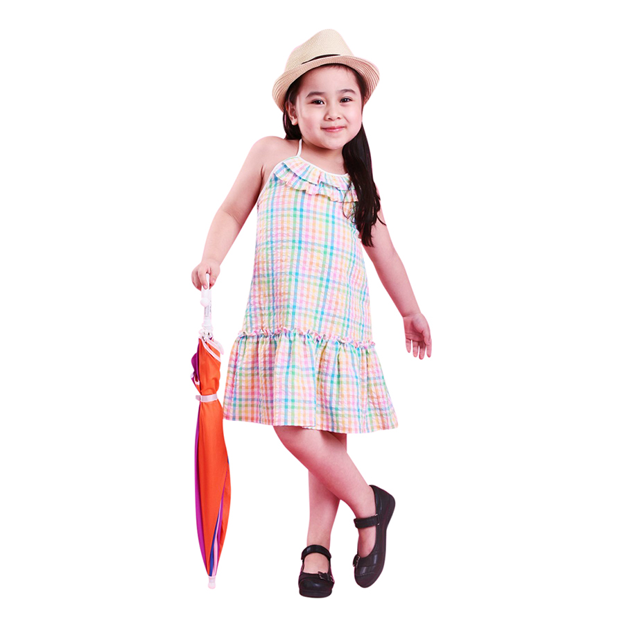 Đầm Suông Yếm Bé Gái Sọc Caro Xanh Ugether UKID50 - Sọc Xanh Hồng