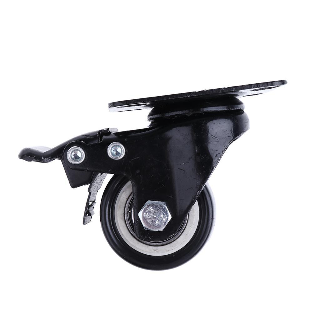 4 Pcs 1.5'' Swivel Caster PU Wheels With Brake Lock Universal Replacement