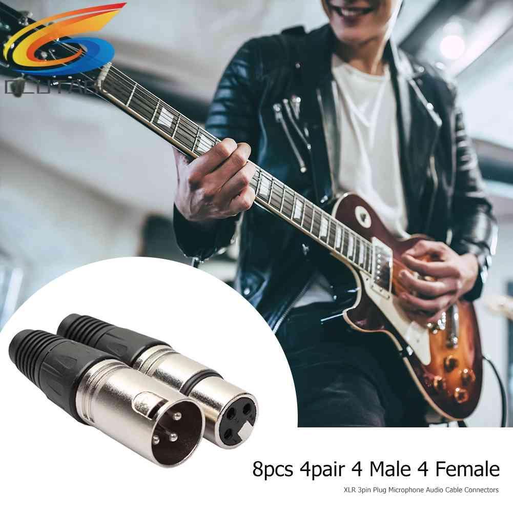 Set 8 Đầu Nối Dây Cáp Âm Thanh Micro 4 Male 4 Female XLR 3Pin
