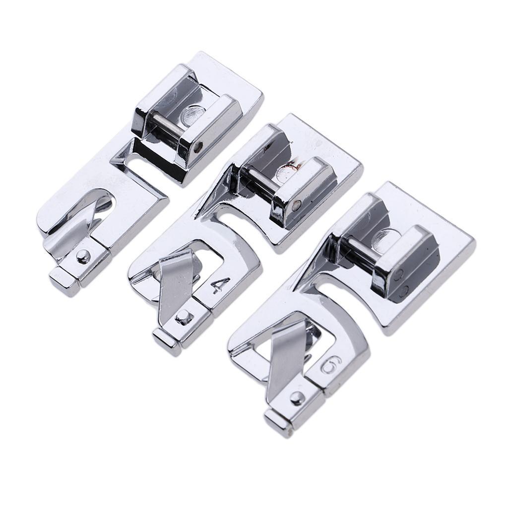 2-3pack 3pcs 3mm 4mm 6mm Narrow Rolled Hem Sewing Machine Presser Foot