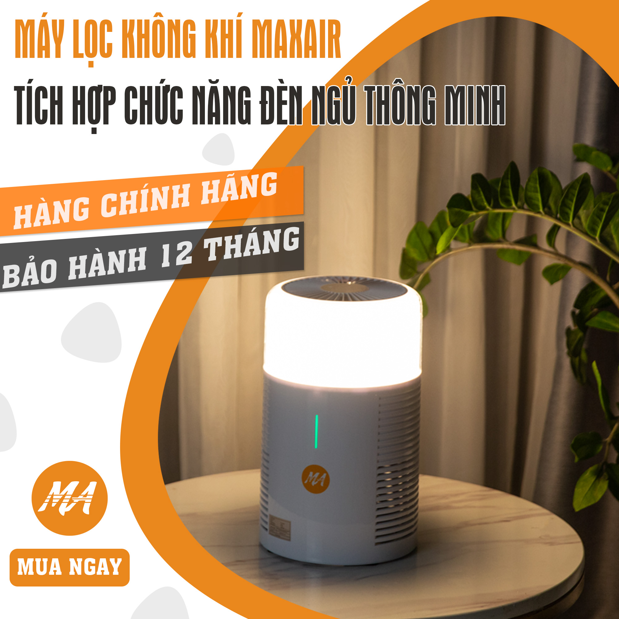 Máy lọc không khí Max Air MA025 lọc 99,97% bụi mịn, khử khuẩn, diệt nấm mốc, hàng chính hãng