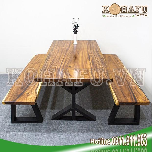 Mẫu bàn ăn gỗ me tây nguyên tấm hiện đại