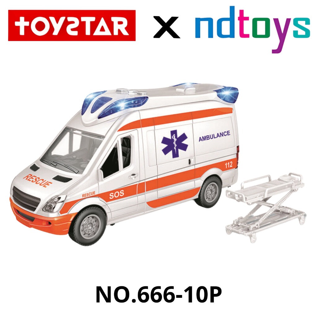 TOYSTAR - 666-10P Mô hình Xe cứu thương thành phố (nhỏ) tỉ lệ 1:14, Xe ô tô đồ chơi cho bé