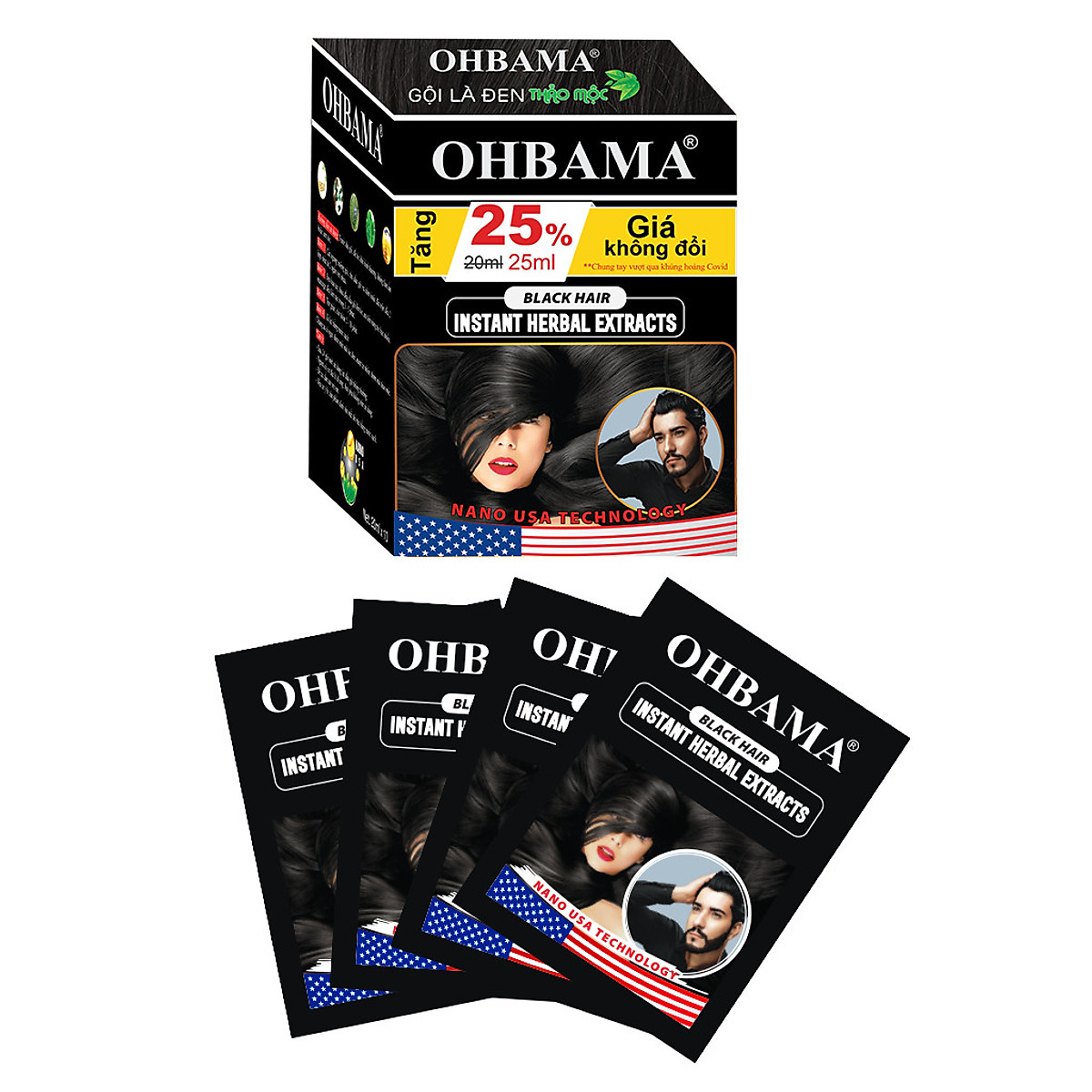Dầu Gội Phủ Bạc OHBAMA Gội Là Đen Thảo Mộc