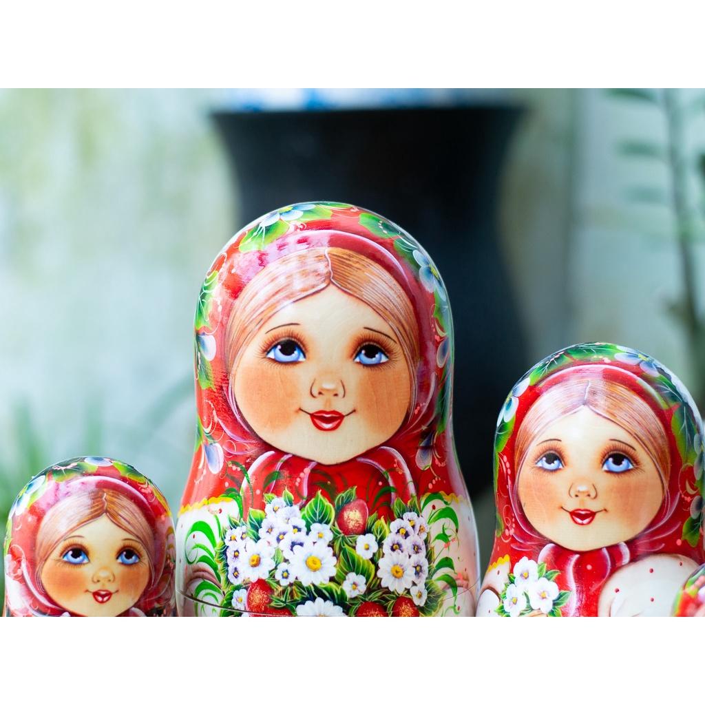 BỘ BÚP BÊ NGA MATRYOSHKA "CÔ BÉ KATIA ÔM HOA" 10 LỚP SIZE LỚN 28CM CỰC DỄ THƯƠNG GIÁ ƯU ĐÃI