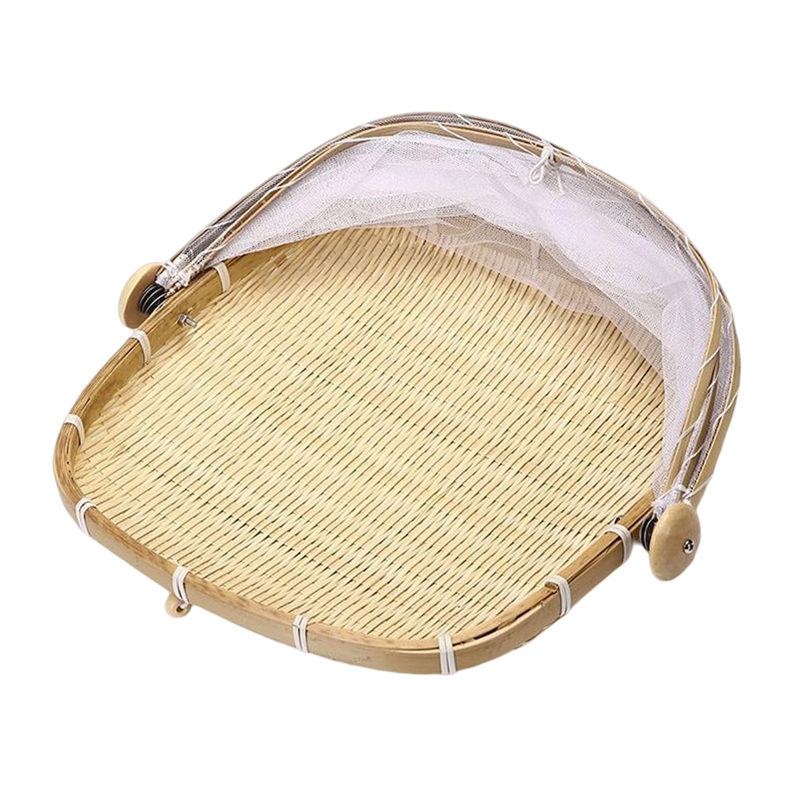 Food Serving Tent Basket Food Storage Basket with Mesh Gauze Cover for Fruit