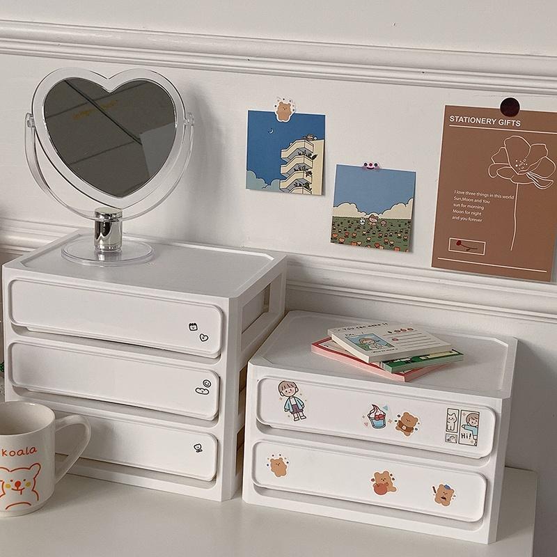 Kệ bút 2 tầng - 3 tầng màu trắng + tặng sticker decor kệ