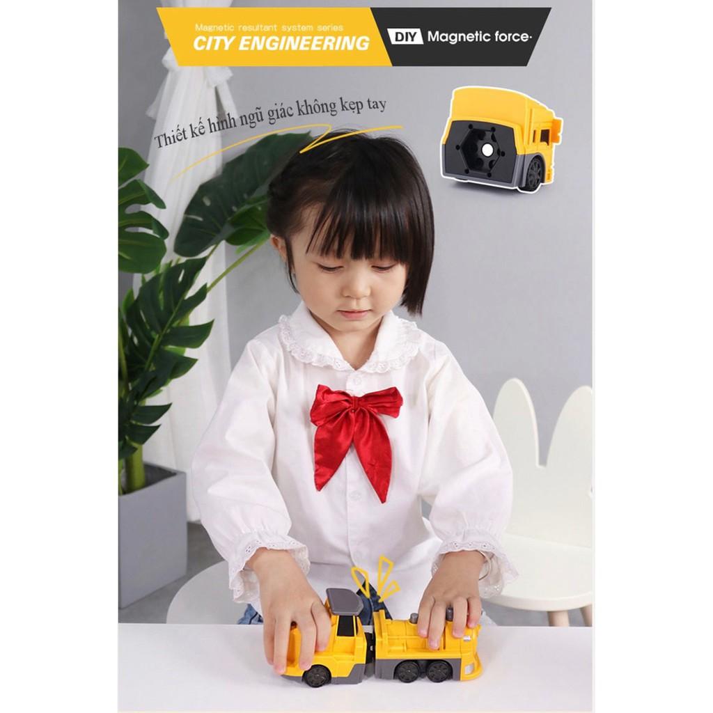 Đồ chơi 7 ô tô ghép City Engineering Magnetic - 7-car toy