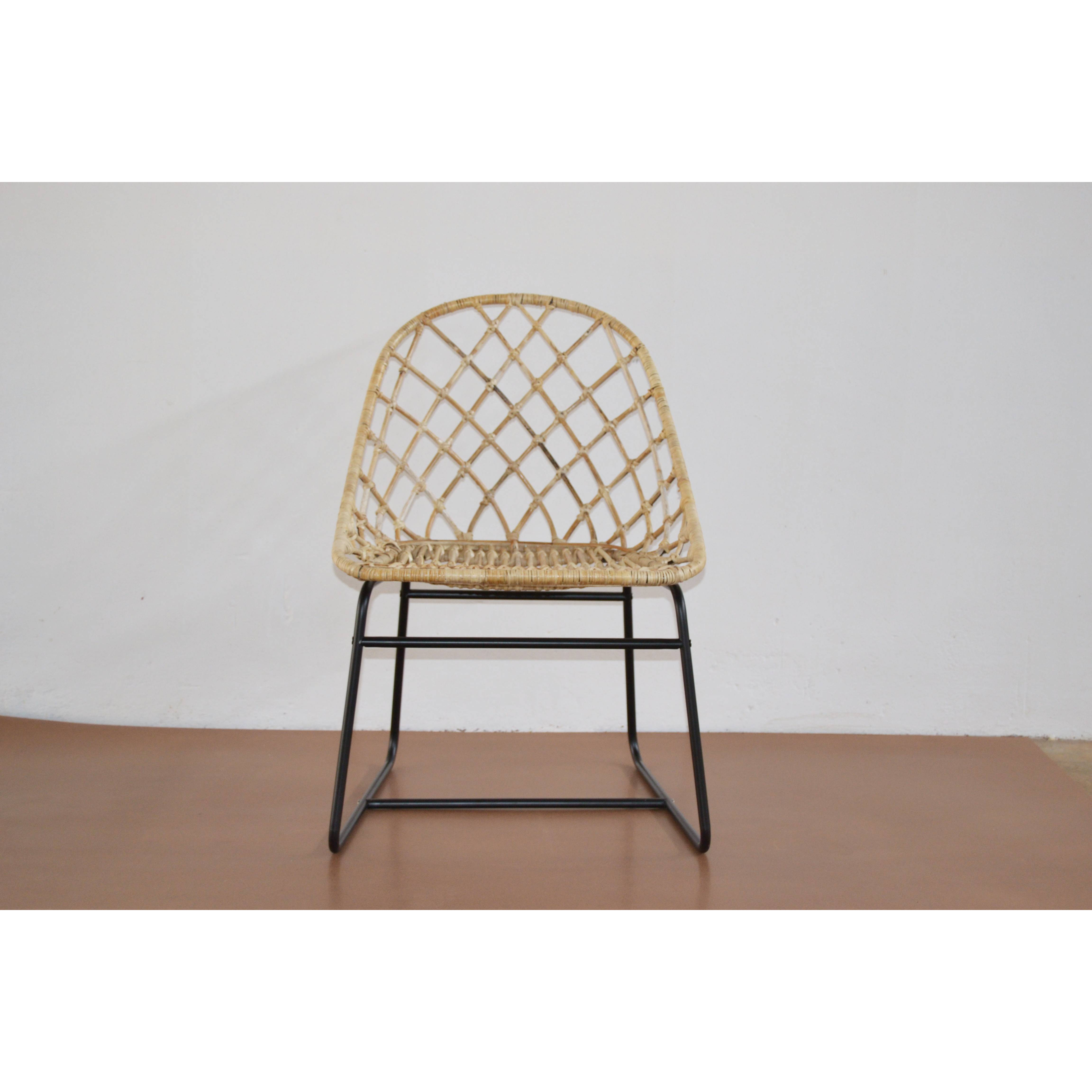 Ghế Mây Chân Sắt Caro 2021- Rattan Chair With Iron Leg- CH0035