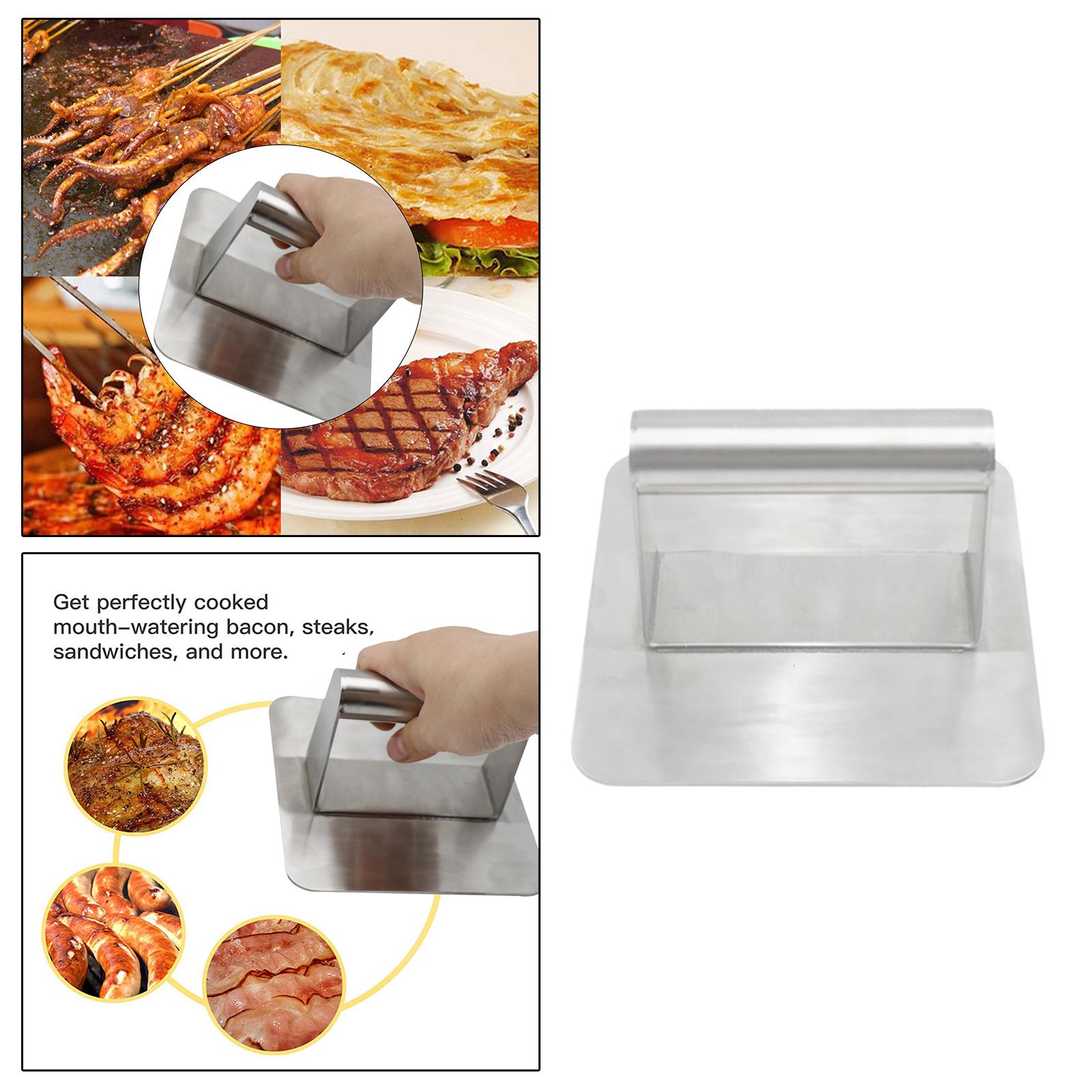 Grill Press 304 Stainless Steel 5.5” Bacon Presser Spatula Burger Press for Grill Cooking