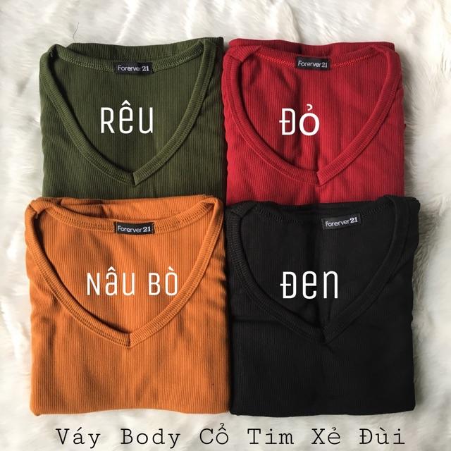 Váy Body Cổ Tim Xẻ Đùi