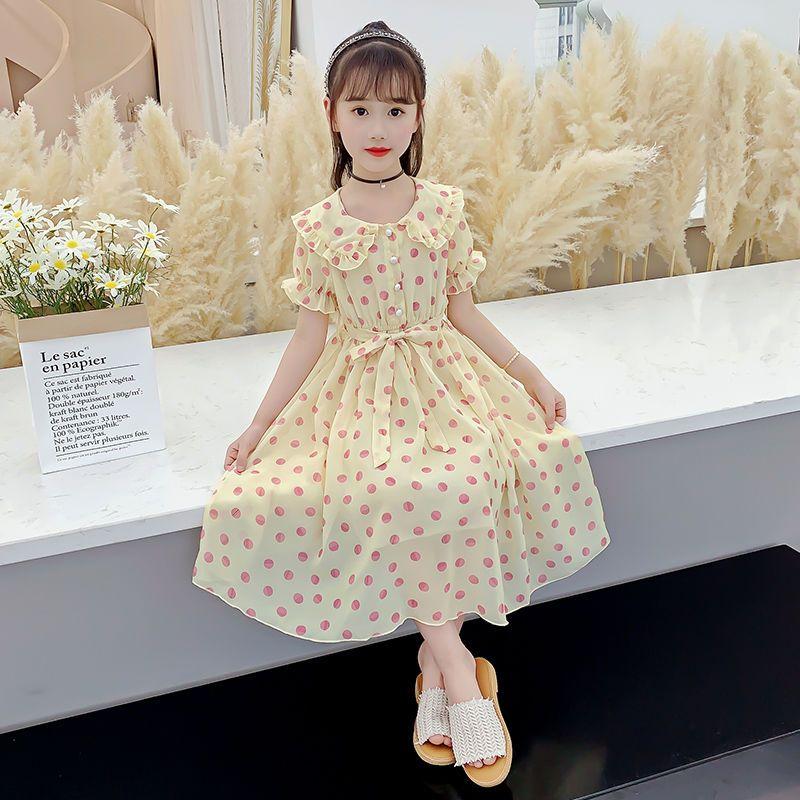 SHUANGYAN Cô gái ăn mặc mùa hè 2023 Mid-boy lưới váy công chúa phong cách phương Tây cho trẻ em mùa xuân và mùa thu chiffon váy