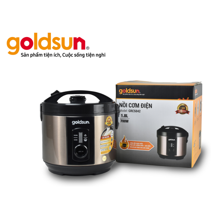 Nồi Cơm Điện Lòng Niêu Chống Dính Goldsun GRC5042 Công Suất 700W Dung Tích 1.8L Nấu Cơm Ngon Như Niêu Đất - Hàng chính hãng Goldsun