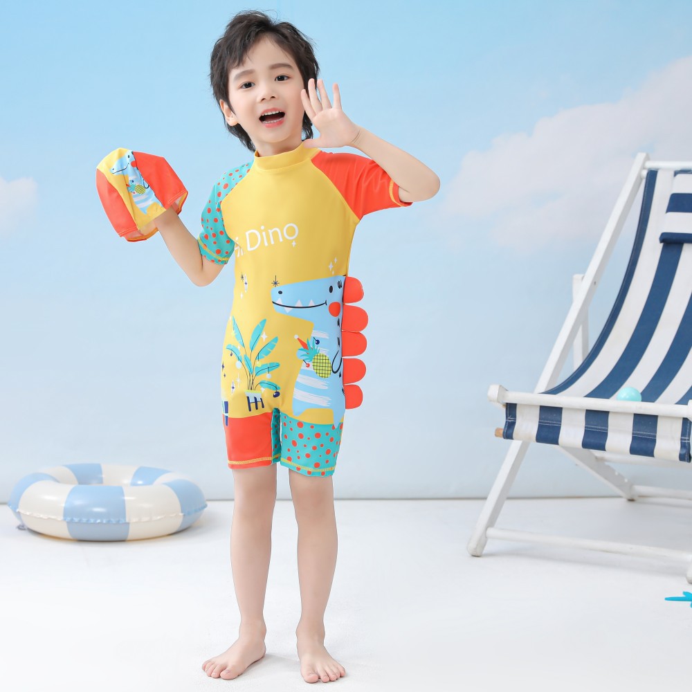 Set đồ bơi liền thân ngắn tay cho bé trai bé gái nhiều họa tiết nhiều màu cao cấp ( kèm nón bơi chống lạnh cho bé )