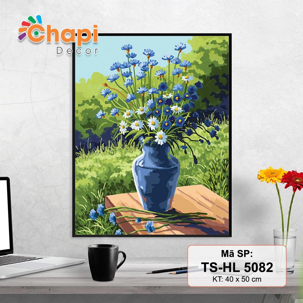 Tranh tô màu số hóa Chapi, Tranh số hóa Hoa Tuyển Chọn KT 40x50cm đã căng khung, Có dầu bóng