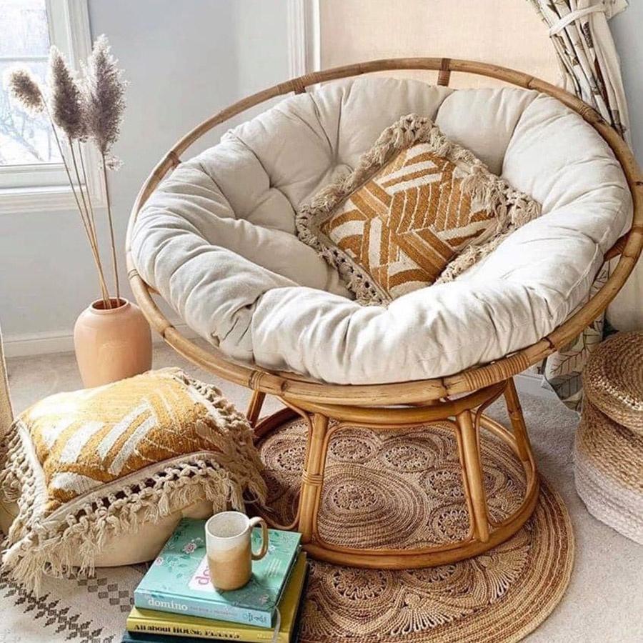 GHẾ THƯ GiÃN PAPASAN &quot;100CM&quot; KÈM VẢI BỐ CAO CẤP&quot; CAM KẾT MÂY 100%&quot; GHẾ LƯỜI, GHẾ CHO BÉ, GHẾ MÂY