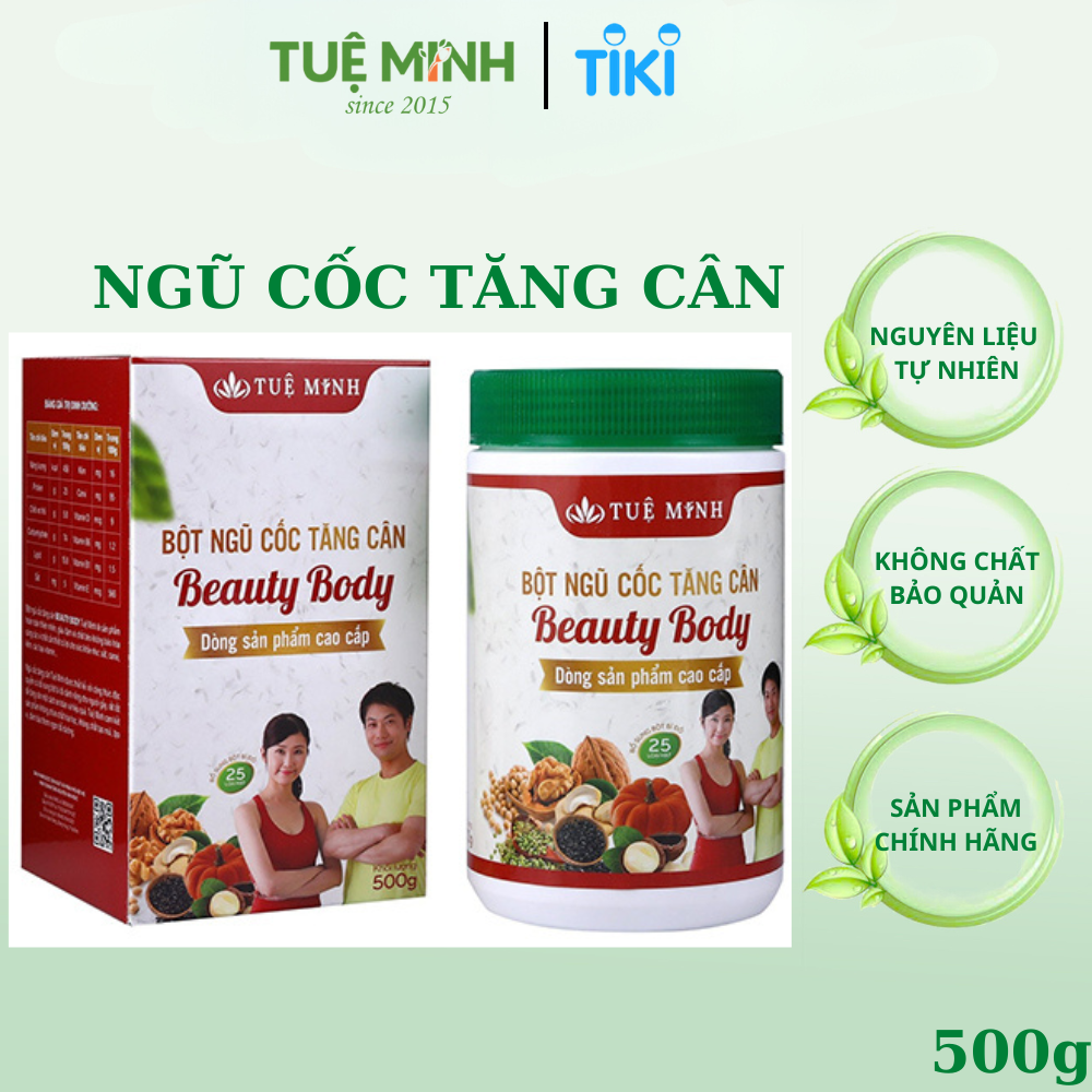 Bột Ngũ Cốc Tăng Cân Thương Hiệu Tuệ Minh 25 loại hạt dinh dưỡng cao cấp – Hiệu Quả Cho Người Gầy - hộp 500g.