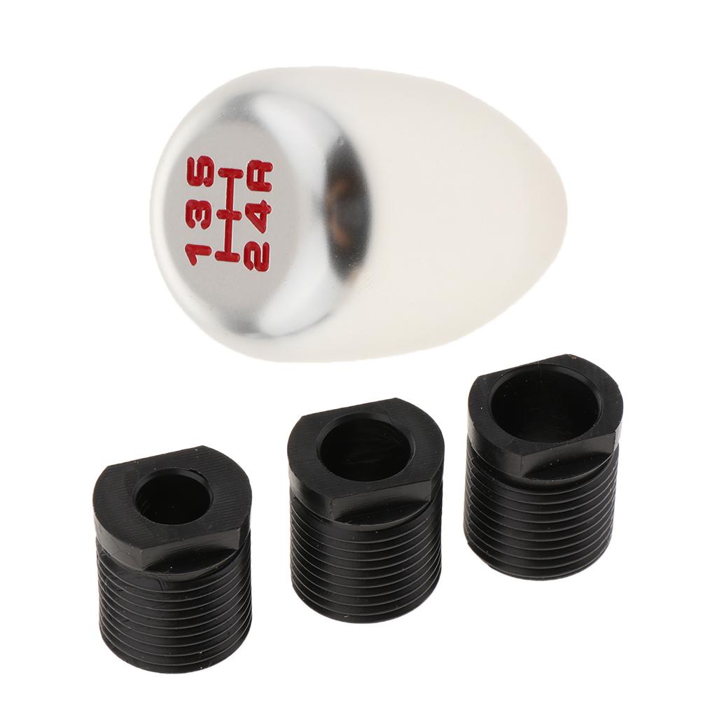 Car Truck Handle 5-Speed Gear Stick Shift Knob with Adapter Black&Silver NEW