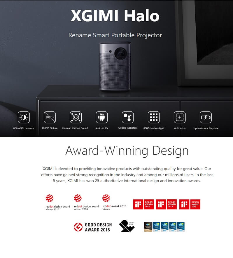 Máy chiếu XGIMI Halo (Bản Quốc tế) - hàng nhập khẩu chính hãng